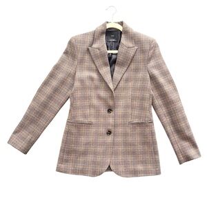 Mango Two-Button Blazer in Brown Taupe | Prince of Wales Check Plaid Pattern